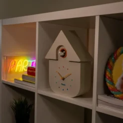 Kuckucksuhr weiß mit Pendel mint, Wand-/Tischuhr CUCKOO mit Vogel & Kuckucksruf