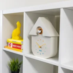 Kuckucksuhr weiß mit Pendel mint, Wand-/Tischuhr CUCKOO mit Vogel & Kuckucksruf