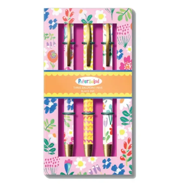 Kugelschreiber 3er-Set - bunte Kugelschreiber im rosa Blumen-Design