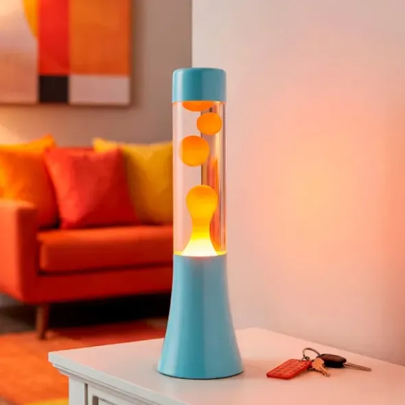 Lavalampe 30 cm hellblau - Flüssigkeit orange