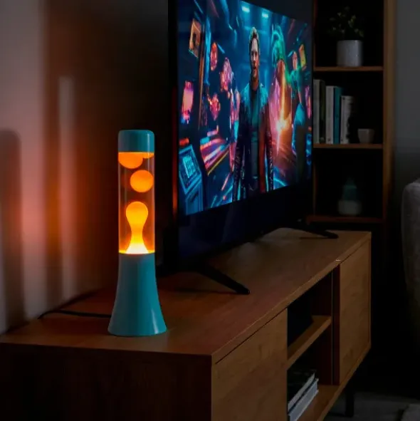 Lavalampe 30 cm hellblau - Flüssigkeit orange