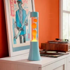 Lavalampe 30 cm hellblau - Flüssigkeit orange