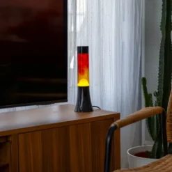Lavalampe 30 cm schwarz - Flüssigkeit rot, orange, gelb