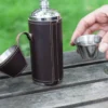 Lederetui mit Flachmann + 2 Schnapsgläser CAMPING FLASK Set