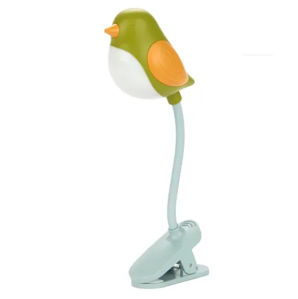 Leselampe Vogel grün - Buchlicht BIRDIE zum Klemmen mit flexiblem Lampenhals