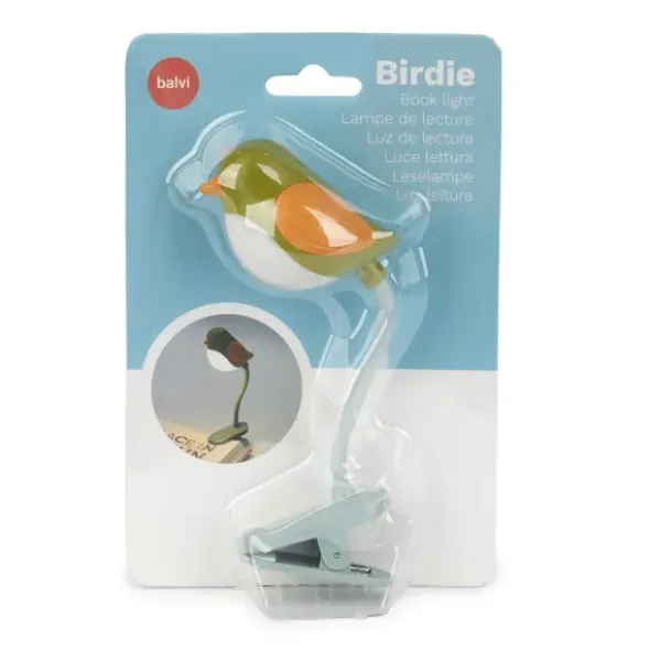 Leselampe Vogel grün - Buchlicht BIRDIE zum Klemmen mit flexiblem Lampenhals