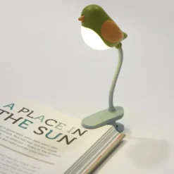 Leselampe Vogel grün - Buchlicht BIRDIE zum Klemmen mit flexiblem Lampenhals