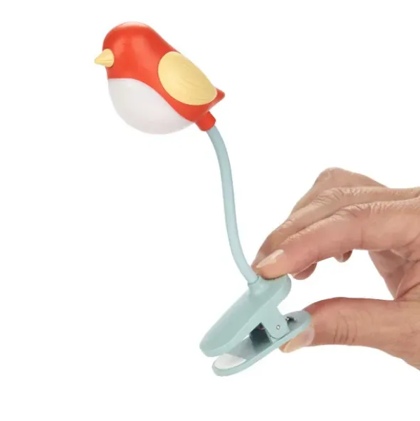 Leselampe Vogel rot - Buchlicht BIRDIE zum Klemmen mit flexiblem Lampenhals