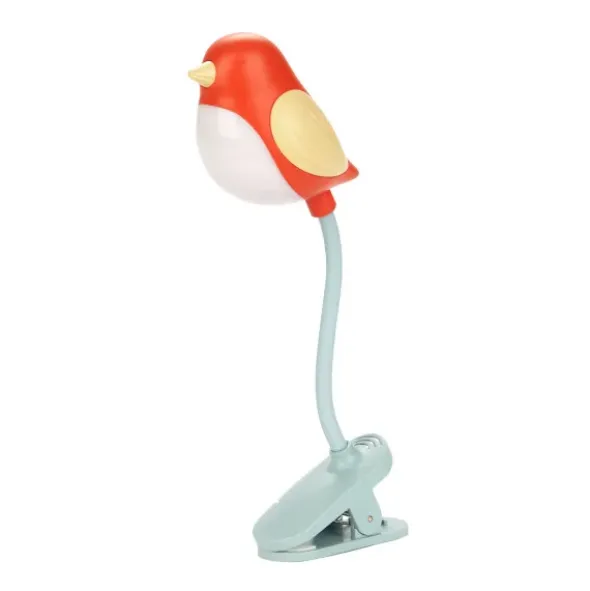 Leselampe Vogel rot - Buchlicht BIRDIE zum Klemmen mit flexiblem Lampenhals