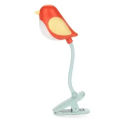 Leselampe Vogel rot - Buchlicht BIRDIE zum Klemmen mit flexiblem Lampenhals