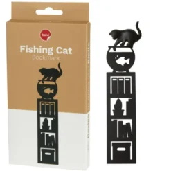 Lesezeichen fischende Katze, Kunststoff schwarz