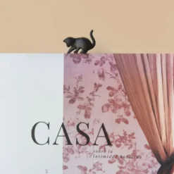 Lesezeichen fischende Katze, Kunststoff schwarz