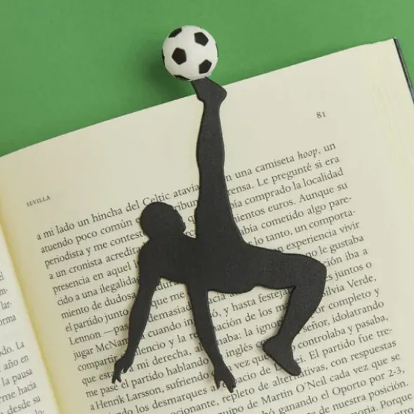 Lesezeichen Fußballer, Kunststoff schwarz weiß