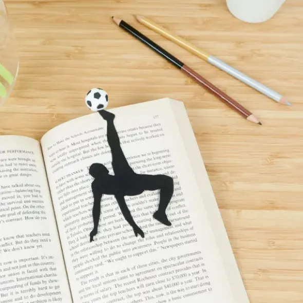 Lesezeichen Fußballer, Kunststoff schwarz weiß