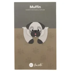 Lesezeichen Hund magnetisch auf Geschenkkarte, grau-schwarz MUFFIN