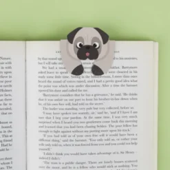 Lesezeichen Hund magnetisch auf Geschenkkarte, grau-schwarz MUFFIN