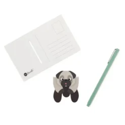 Lesezeichen Hund magnetisch auf Geschenkkarte, grau-schwarz MUFFIN