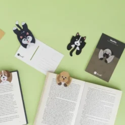 Lesezeichen Hund magnetisch auf Geschenkkarte, grau-schwarz MUFFIN