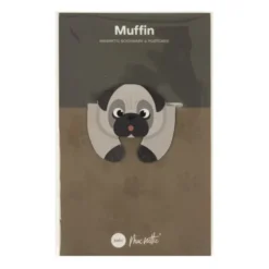 Lesezeichen Hund magnetisch auf Geschenkkarte, grau-schwarz MUFFIN