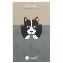 Lesezeichen Hund magnetisch auf Geschenkkarte, schwarz-weiß BRUTUS