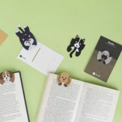 Lesezeichen Hund magnetisch auf Geschenkkarte, schwarz-weiß BRUTUS