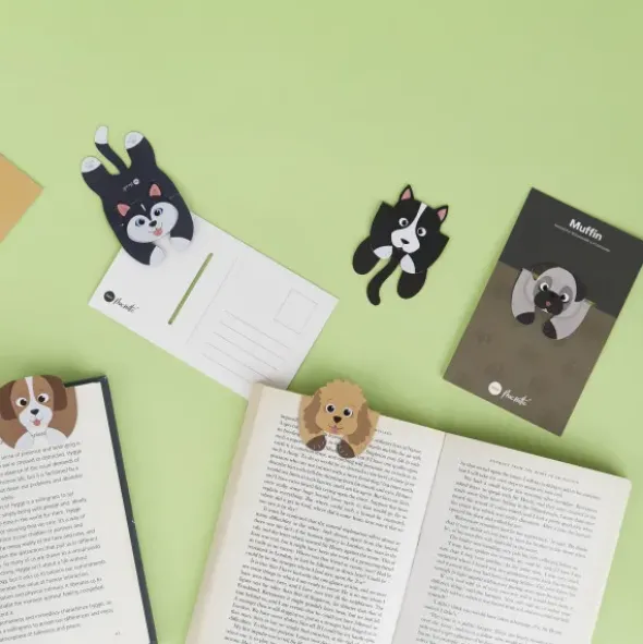 Lesezeichen Hund magnetisch auf Geschenkkarte, schwarz-weiß BRUTUS