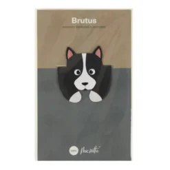 Lesezeichen Hund magnetisch auf Geschenkkarte, schwarz-weiß BRUTUS