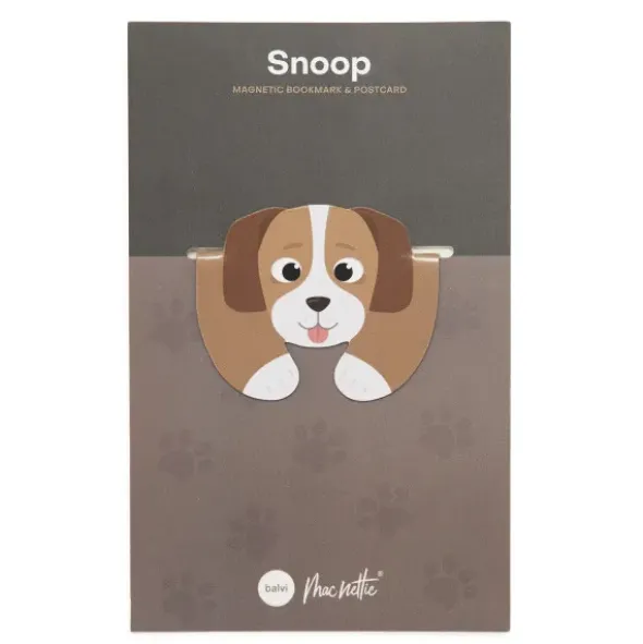 Lesezeichen Hund magnetisch auf Geschenkkarte, braun-weiß SNOOP