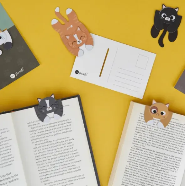 Lesezeichen Katze magnetisch auf Geschenkkarte, grau-getigerte Katze KITTY