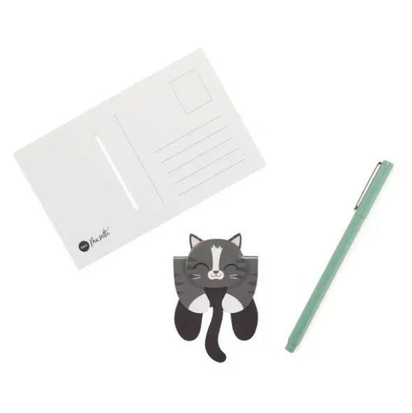 Lesezeichen Katze magnetisch auf Geschenkkarte, grau-getigerte Katze KITTY