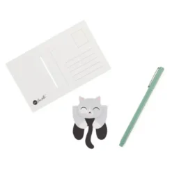 Lesezeichen Katze magnetisch auf Geschenkkarte, hellgraue Katze MISHI