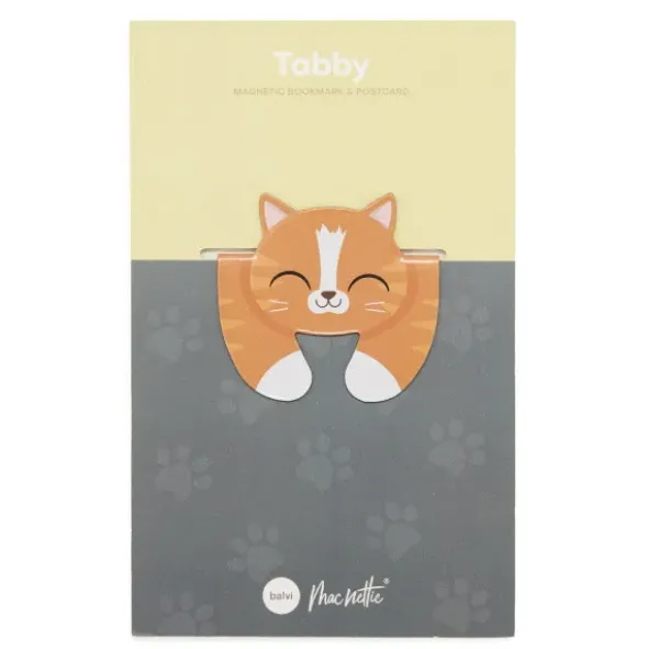 Lesezeichen Katze magnetisch auf Geschenkkarte, orange-getigerte Katze TABBY