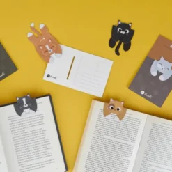 Lesezeichen Katze magnetisch auf Geschenkkarte, orange-getigerte Katze TABBY