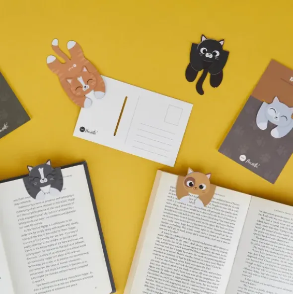 Lesezeichen Katze magnetisch auf Geschenkkarte, orange-getigerte Katze TABBY