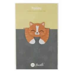 Lesezeichen Katze magnetisch auf Geschenkkarte, orange-getigerte Katze TABBY