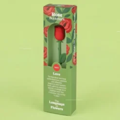 Lesezeichen Rose aus Kunststoff, Buchmarker LOVE mit roter 3D Blüte