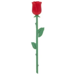 Lesezeichen Rose aus Kunststoff, Buchmarker LOVE mit roter 3D Blüte