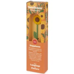 Lesezeichen Sonnenblume aus Kunststoff, Buchmarker HAPPINESS mit gelber 3D Blüte