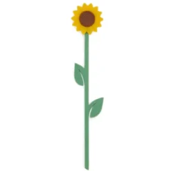 Lesezeichen Sonnenblume aus Kunststoff, Buchmarker HAPPINESS mit gelber 3D Blüte
