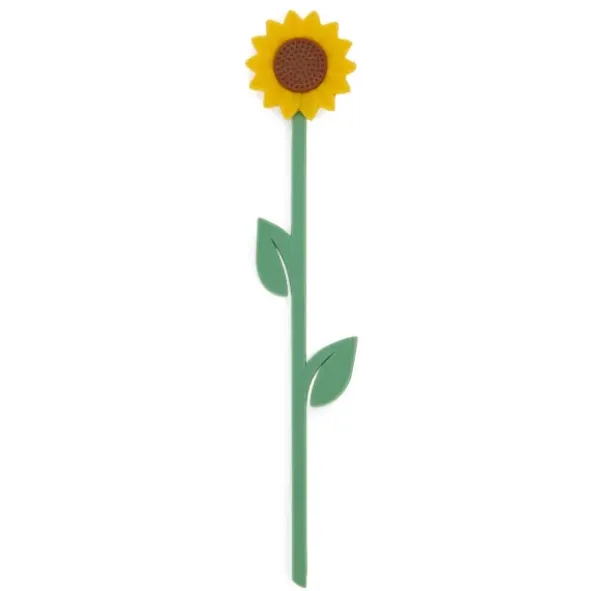 Lesezeichen Sonnenblume aus Kunststoff, Buchmarker HAPPINESS mit gelber 3D Blüte