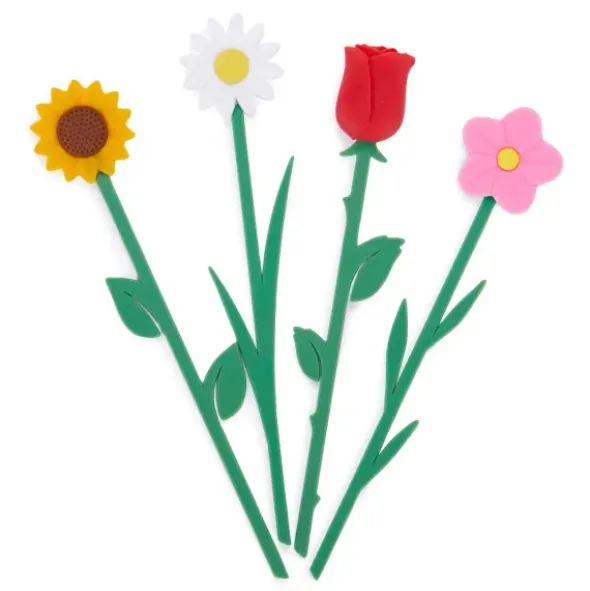 Lesezeichen Sonnenblume aus Kunststoff, Buchmarker HAPPINESS mit gelber 3D Blüte
