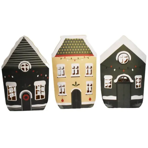Lichtttüten 3er Set, Lichthäuser grün