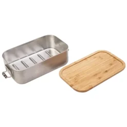 Lunchbox Edelstahl mit Bambusdeckel JUNGLE CLIP L