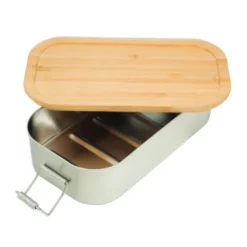 Lunchbox Edelstahl mit Bambusdeckel JUNGLE CLIP S