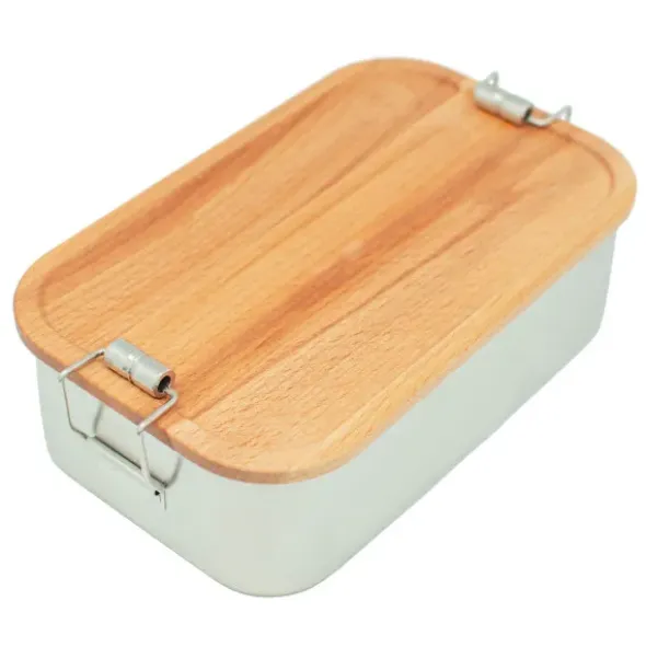 Lunchbox Edelstahl mit Holzdeckel WOOD CLIP L