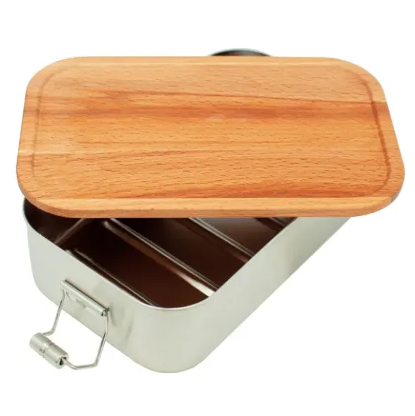 Lunchbox Edelstahl mit Holzdeckel WOOD CLIP L