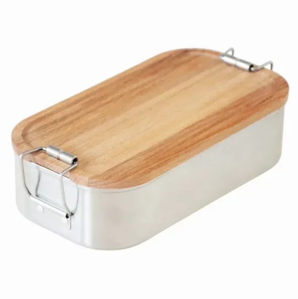 Lunchbox Edelstahl mit Holzdeckel WOOD CLIP S