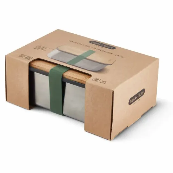 Lunchbox / Sandwichbox L Edelstahl Bambus 1,25 l olive