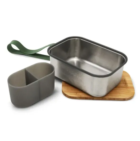 Lunchbox / Sandwichbox L Edelstahl Bambus 1,25 l olive
