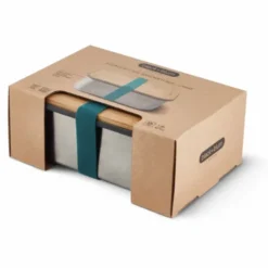 Lunchbox / Sandwichbox L Edelstahl Bambus 1,25 l ocean blau